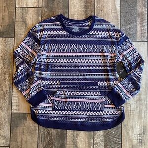 Cuddl Duds Navy and Pink Patterned Sweater 🆕